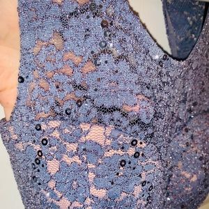 City Studio slate/apricot lace sequined dress